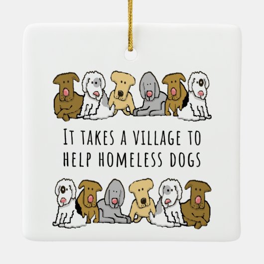 Dorp Hulp Dakloze Hond Redding Keramisch Ornament (Achterkant)