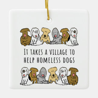Dorp Hulp Dakloze Hond Redding Keramisch Ornament