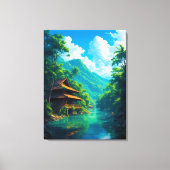 Dorp in de omarming van de natuur canvas afdruk (Voorkant)