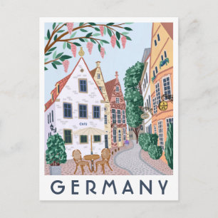 Dorp in Duitsland Geïllustreerde Reisansichtkaart Briefkaart