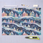 Dorp in een sneeuwstorm vakantie tissuepapier (Craft)