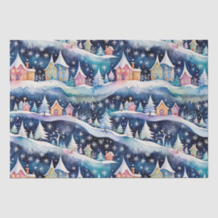 Dorp in een sneeuwstorm vakantie tissuepapier