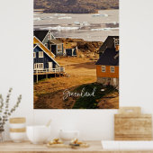 Dorp in Groenland, schilderachtig landschapsfoto Poster (Keuken)