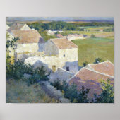 Dorp in het zomerlandschap Schilderen Poster (Voorkant)