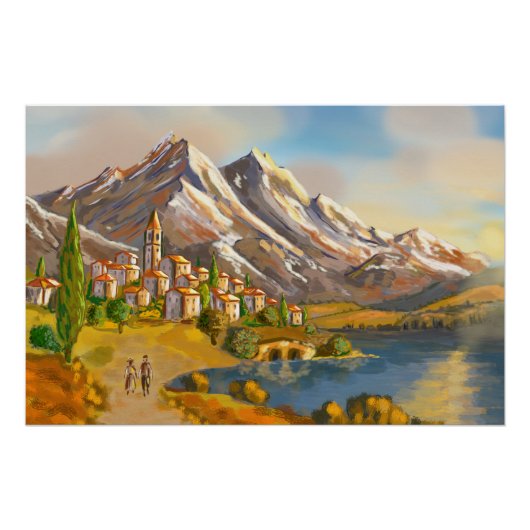 Dorp in hooggebergte perfect poster (Voorkant)