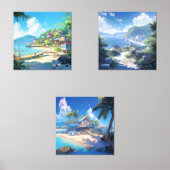 Dorp in Kuststad Muurkunst Sets (Voorkant)