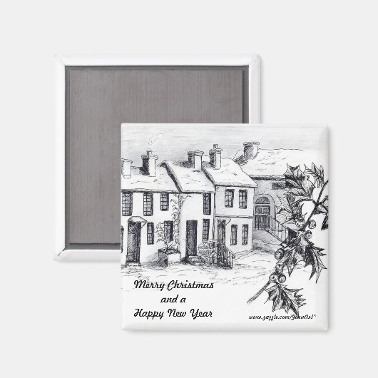 Dorp in Sneeuw Magneet (Voorkant / Achterkant)