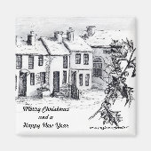 Dorp in Sneeuw Magneet (Voorkant)