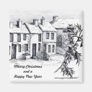 dorp in Snow  Magneet