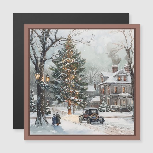 Dorp Kerst Magnetische Kaart (Voorkant / Achterkant)