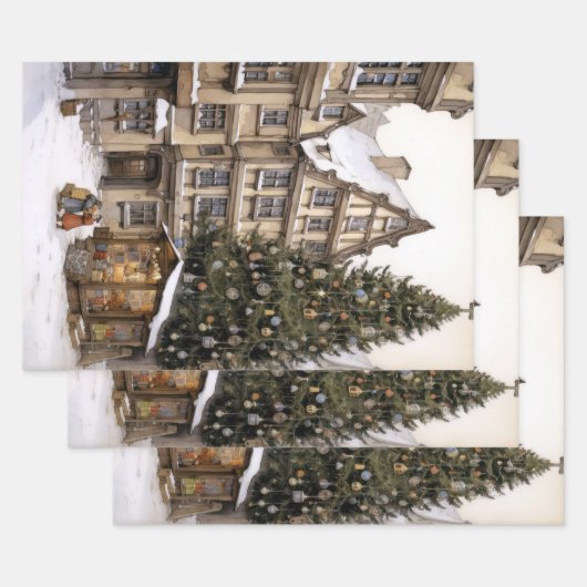 dorp kerstboom verzamelen Tea Towel Inpakpapier Vel (Set)