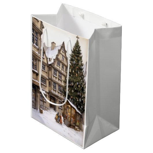  dorp kerstboom verzamelen Tea Towel Medium Cadeauzakje (Voorkant Gekanteld)