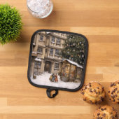  dorp kerstboom verzamelen Tea Towel Pannenlap (Top down)