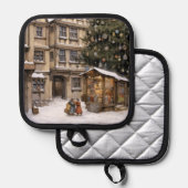  dorp kerstboom verzamelen Tea Towel Pannenlap (Voorkant / Achterkant)