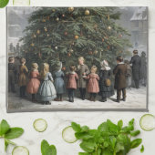 dorp Kerstboom verzamelen Theedoek (Gevouwen)