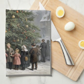  dorp Kerstboom verzamelen Theedoek (Quarter Fold)