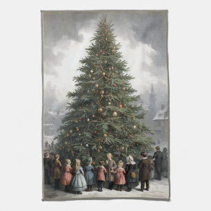 dorp Kerstboom verzamelen Theedoek