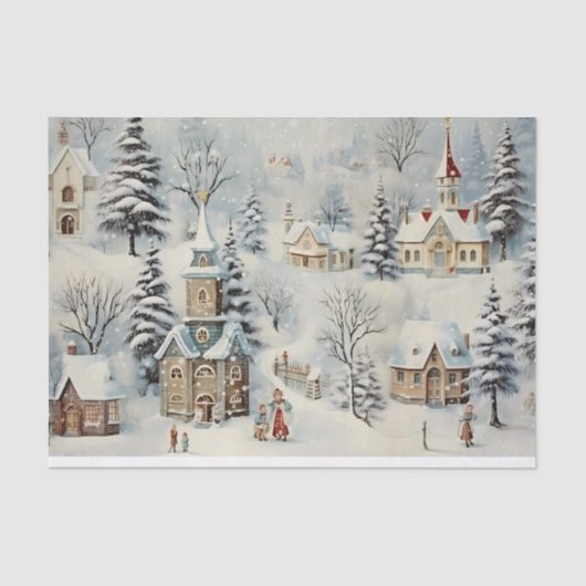  dorp Kerstwinter Ephemera Tissuepapier (Voorkant)