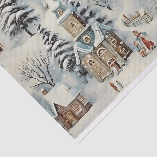  dorp Kerstwinter Ephemera Tissuepapier (Detail)