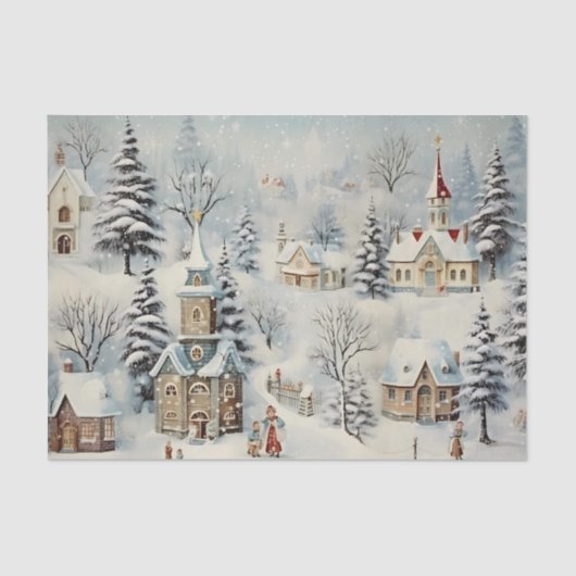  dorp Kerstwinter Ephemera Tissuepapier (Voorkant)