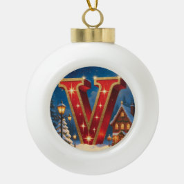 Dorp Letter V Persoonlijk Merk Holiday Keramische Bal Ornament