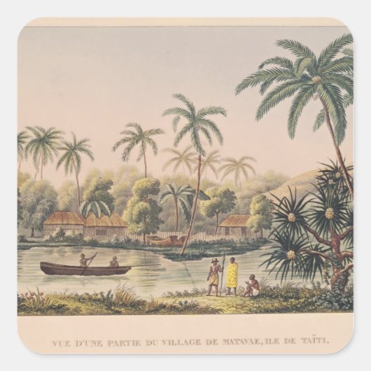 dorp Matavae, Tahiti Vierkante Sticker (Voorkant)