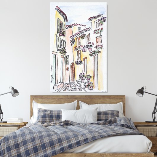 dorp Mougins | Provence, Zuid-Frankrijk Canvas Afdruk (Insitu (Slaapkamer))
