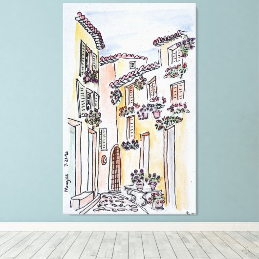dorp Mougins | Provence, Zuid-Frankrijk Canvas Afdruk (Insitu (Houten vloer))