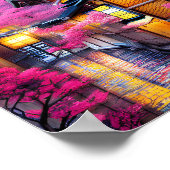 dorp omringd door Cherry Blossom Poster (Hoek)