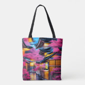 Dorp omringd door kersenbloesems tote bag (Achterkant)