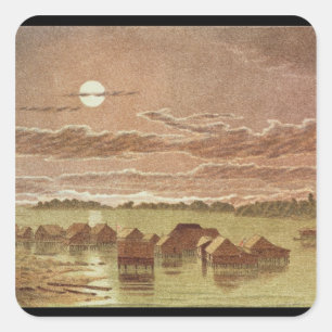 dorp op Basilan, Filipijnen Vierkante Sticker