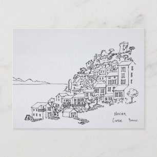 Dorp op de heuveltop van Nonza   Corsica, Frankrij Briefkaart