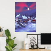 Dorp op de winterberg | AI Art Poster (Thuiskantoor)