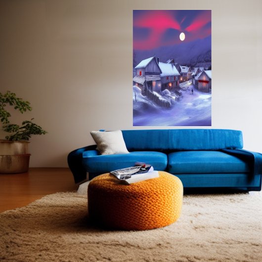 Dorp op de winterberg | AI Art Poster