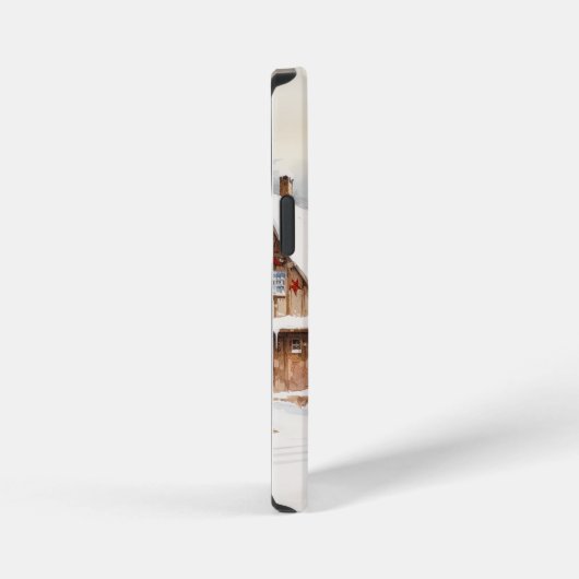 Dorp op een kerstdag iPhone hoesje (Rechterkant)