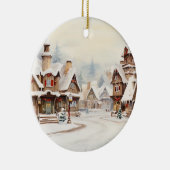 Dorp op een kerstdag keramisch ornament (Rechts)