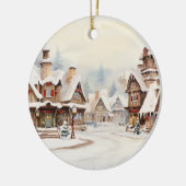 Dorp op een kerstdag keramisch ornament (Links)