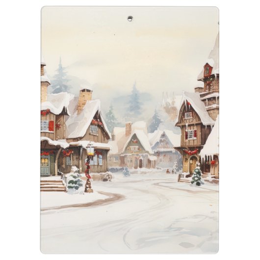 Dorp op een kerstdag klembord (Achterkant)