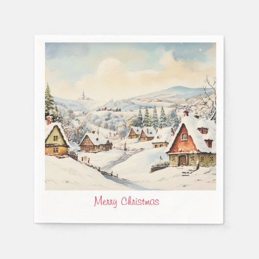 Dorp op een kerstdag servet (Voorkant)