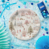  Dorp Roze Kerst Papieren Bordje (Feest)