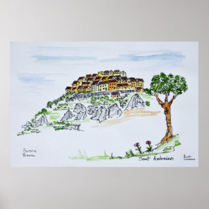 Dorp Sant'Antonino   Corsica, Frankrijk Poster