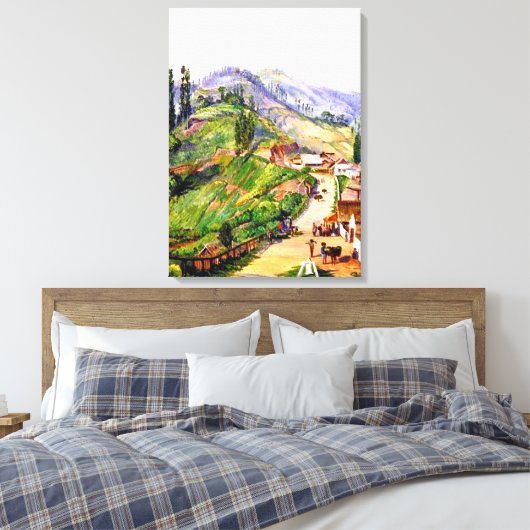 dorp Tosari, Java, schilderij van 1876 Canvas Afdruk (Insitu (Slaapkamer))