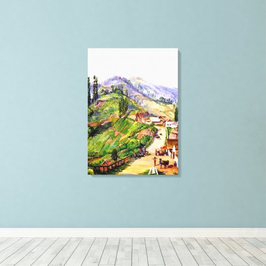 dorp Tosari, Java, schilderij van 1876 Canvas Afdruk (Insitu (Houten vloer))