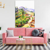 dorp Tosari, Java, schilderij van 1876 Canvas Afdruk (Insitu (Woonkamer))