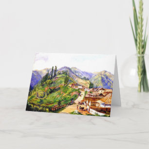 dorp Tosari, Java, schilderij van 1876 Kaart