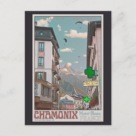 Dorp van Chamonix (wit) Briefkaart (Voorkant)