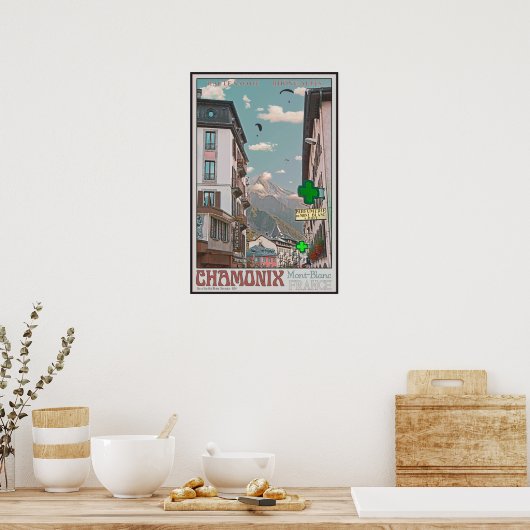 Dorp van Chamonix (wit) Poster (Keuken)