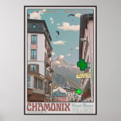 Dorp van Chamonix (wit) Poster (Voorkant)