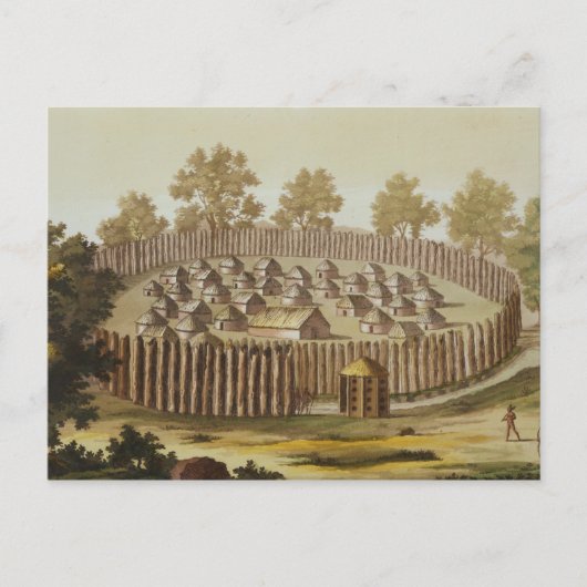 dorp van een inheemse stam in Florida, graf Briefkaart (Voorkant)