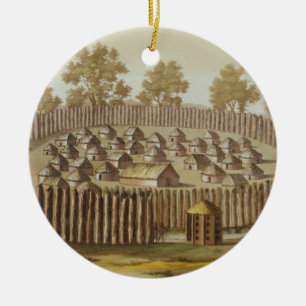 dorp van een inheemse stam in Florida, graf Keramisch Ornament